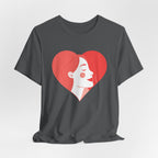 Heart Profile Tee - Minimal Romantic Woman Illustration T-Shirt