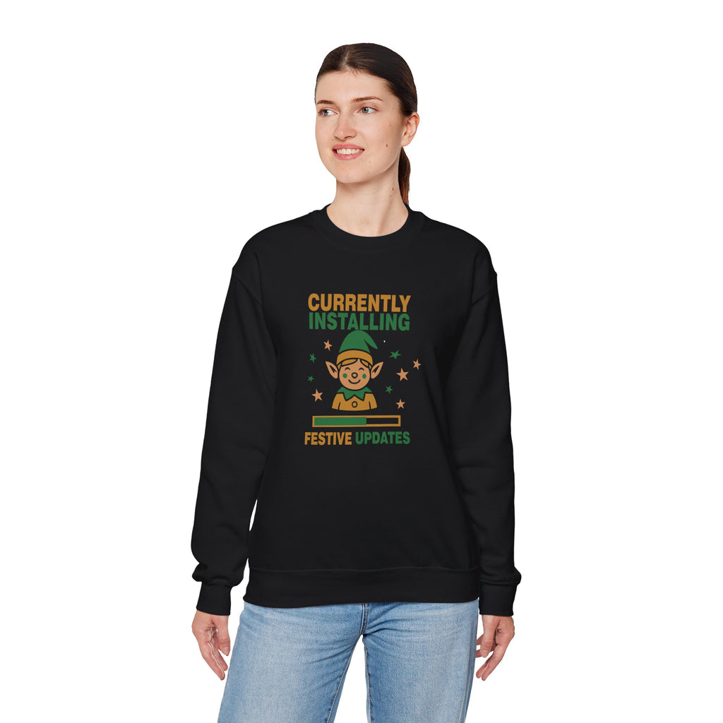 Crewneck Sweatshirt Currently Installing Festive Updates Elf Holiday Graphic