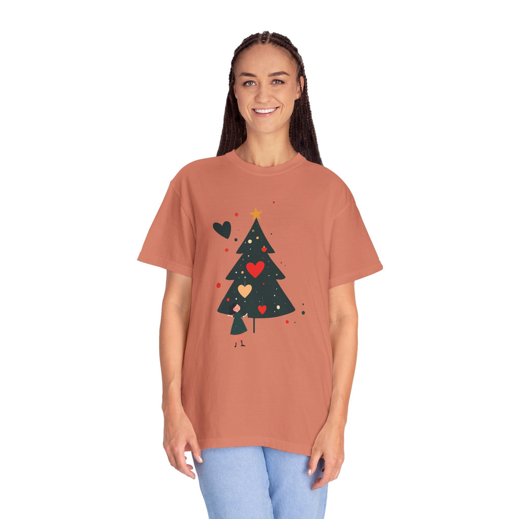 Christmas Tree Hearts T-Shirt — Cute Holiday Tree with Hearts Graphic