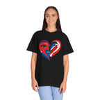 Heart Art Graphic Tee Red & Blue Woman Face Heart Design