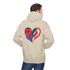 Patriotic Heart Face Hoodie Red White Blue Love Graphic