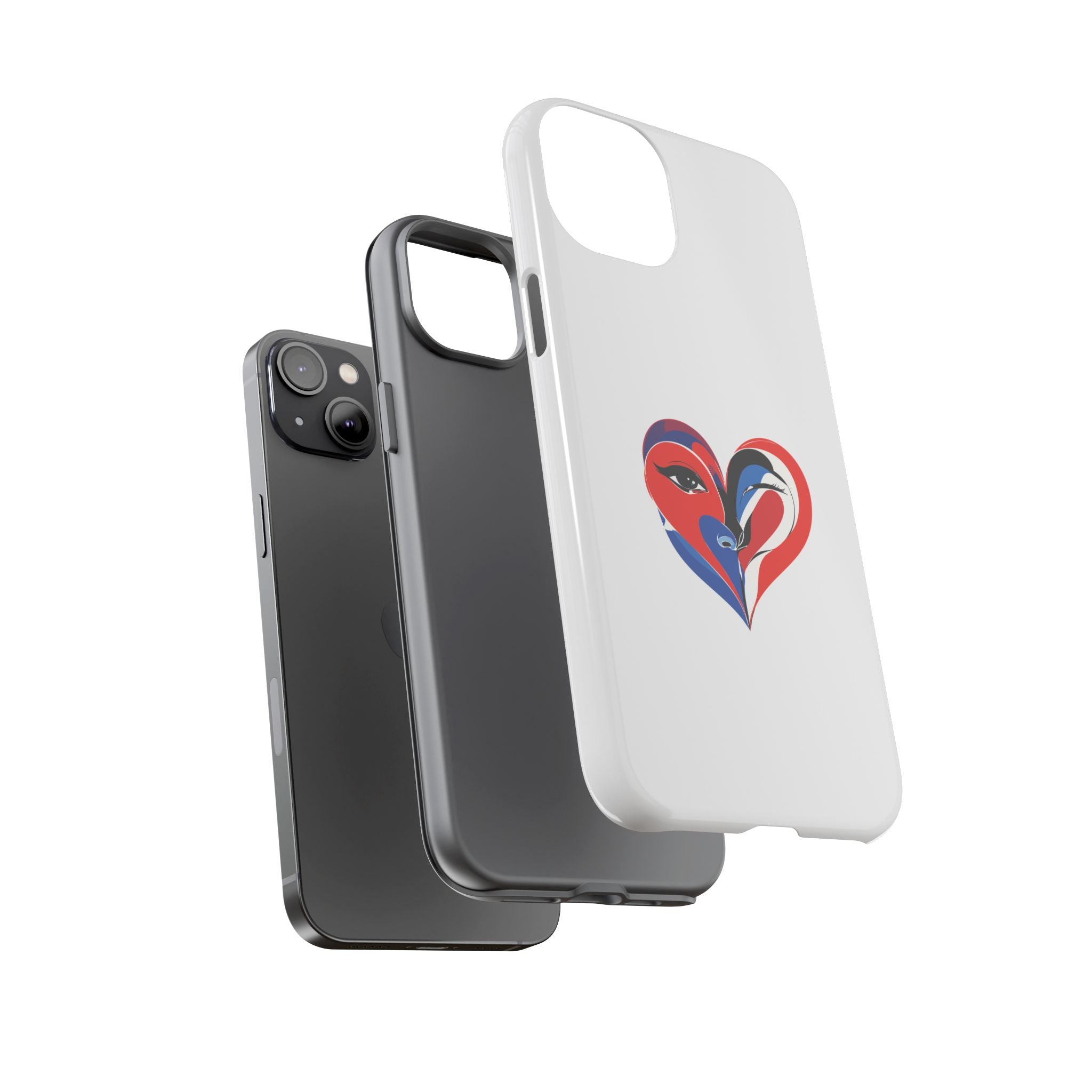 Heart Face Phone Case Red & Blue Abstract Love Design
