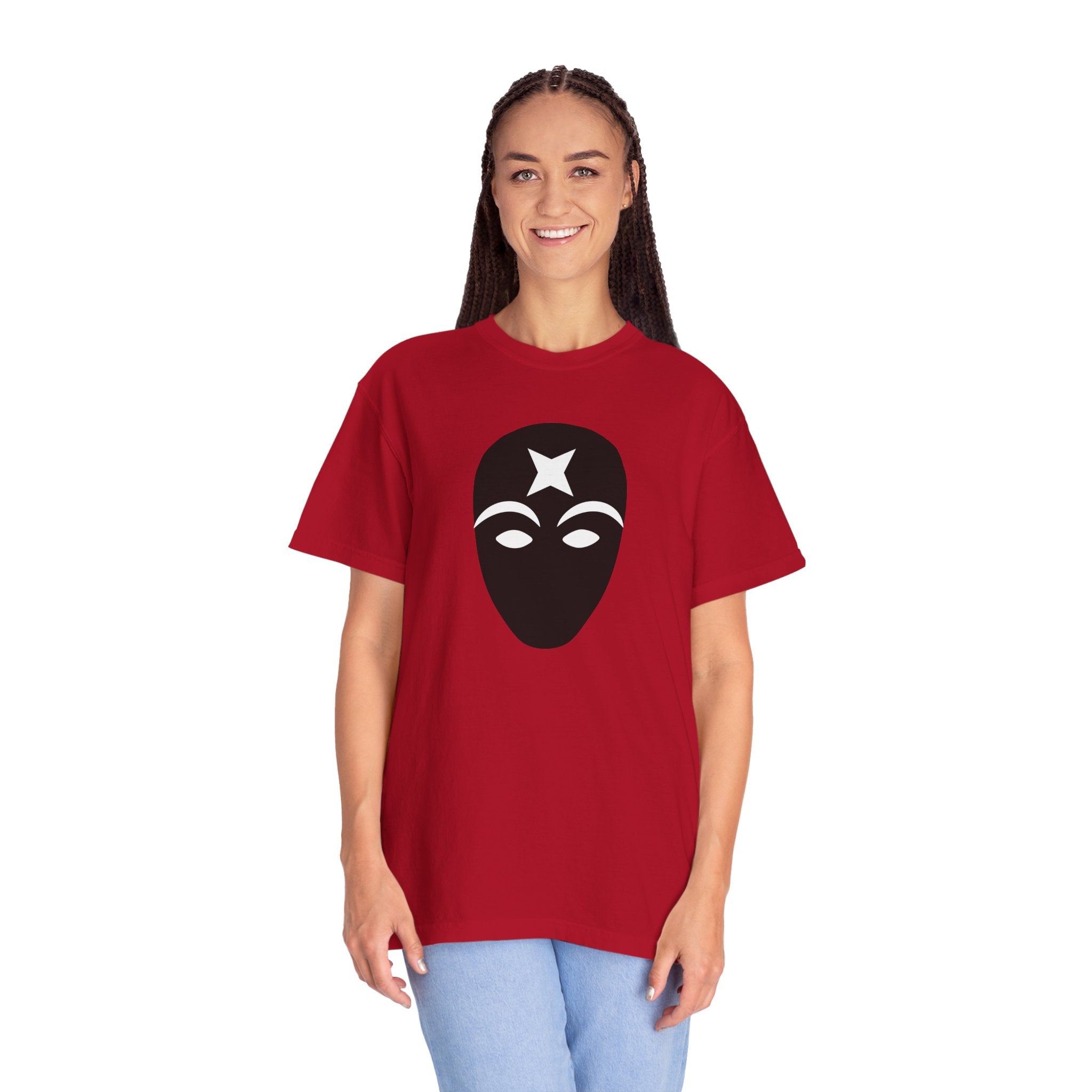 Masked Star Tee  Minimalist Black Mask Graphic T-Shirt