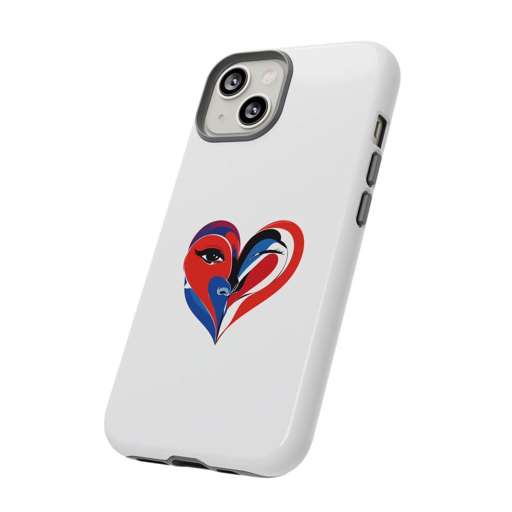 Heart Face Phone Case Red & Blue Abstract Love Design