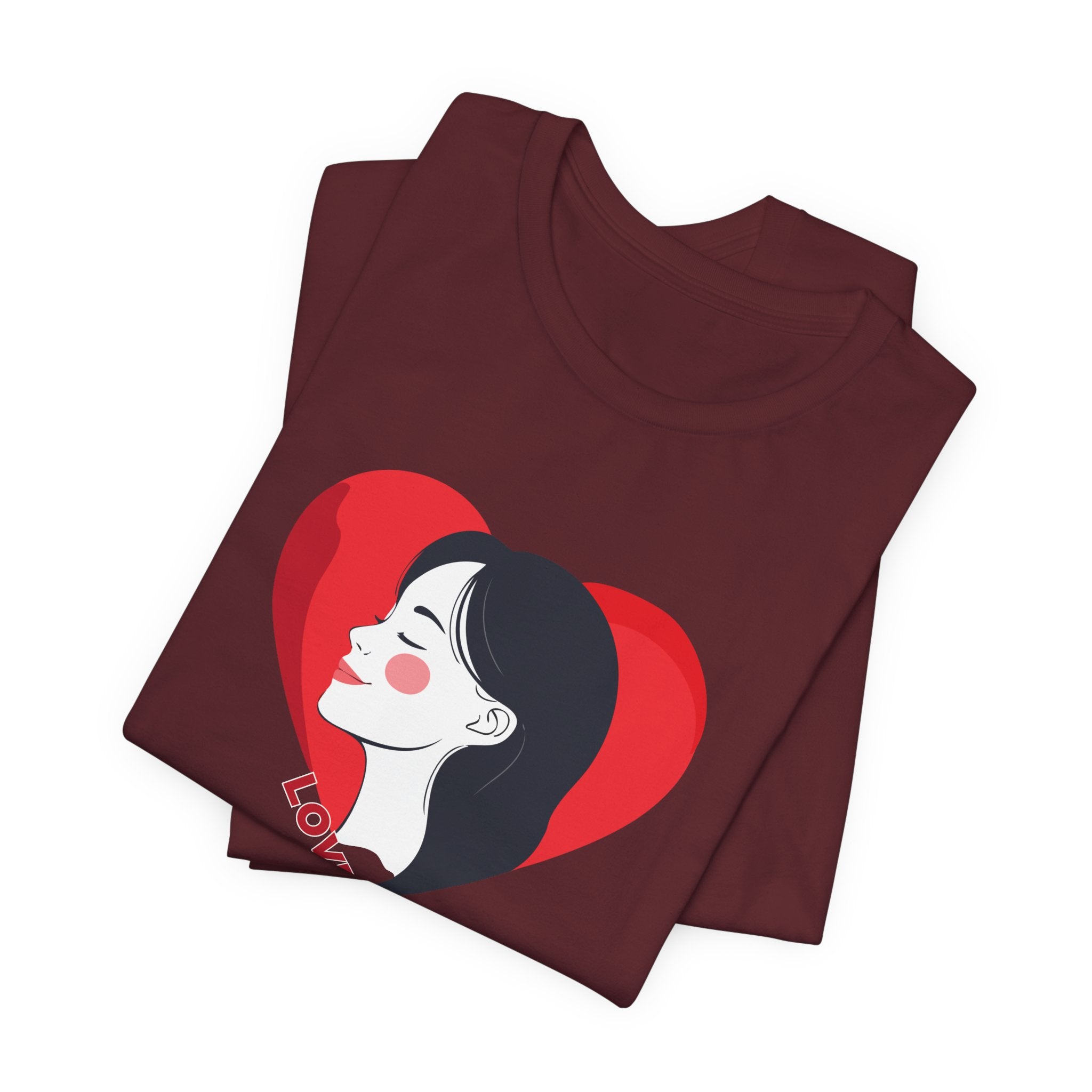 T-Shirt Retro Woman in Heart 'Love' Graphic Tee