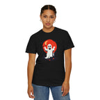 Ghost Halloween T-Shirt Cute Spooky Ghost with Red Moon