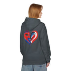 Patriotic Heart Face Hoodie Red White Blue Love Graphic