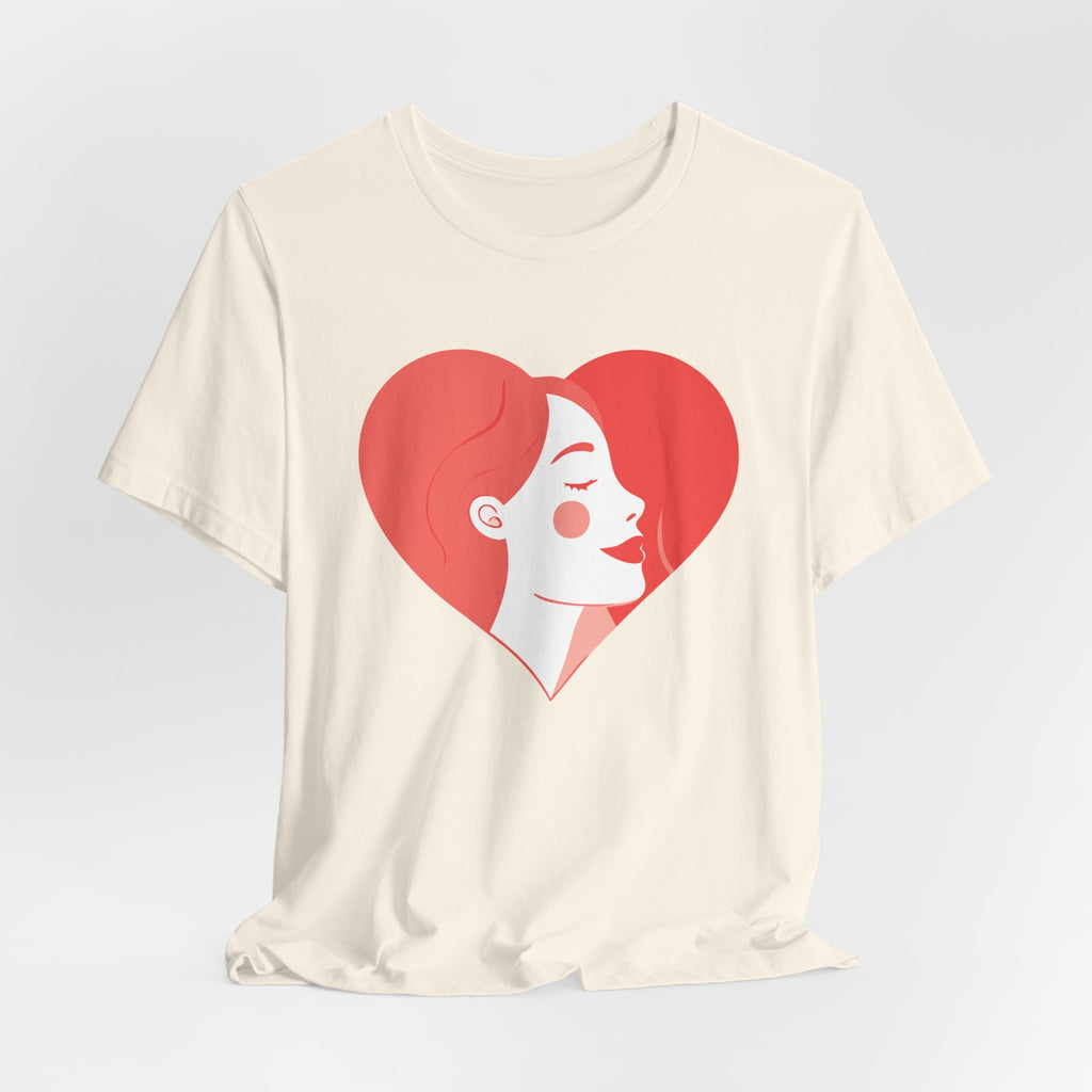 Heart Profile Tee - Minimal Romantic Woman Illustration T-Shirt