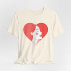 Heart Profile Tee - Minimal Romantic Woman Illustration T-Shirt