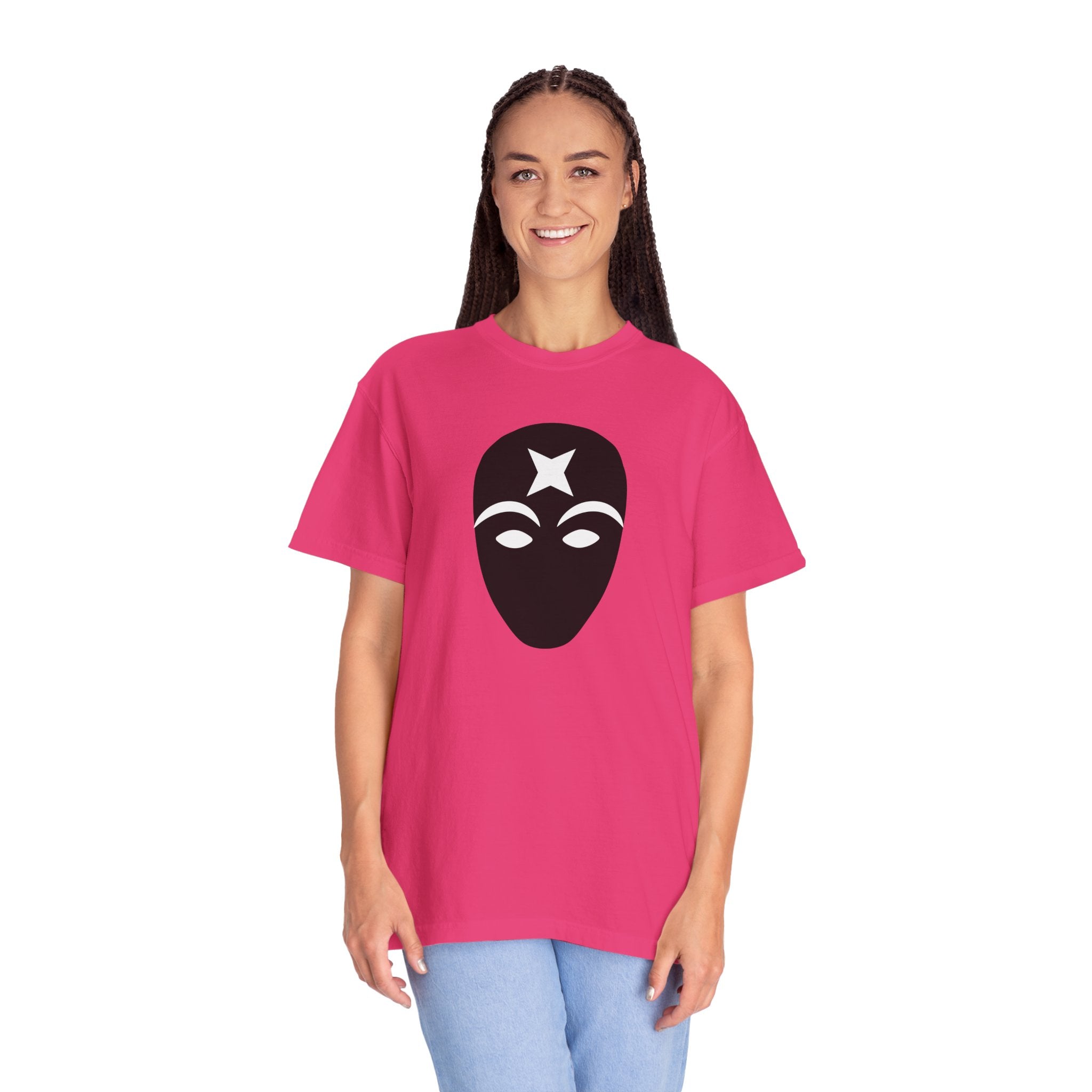 Masked Star Tee  Minimalist Black Mask Graphic T-Shirt