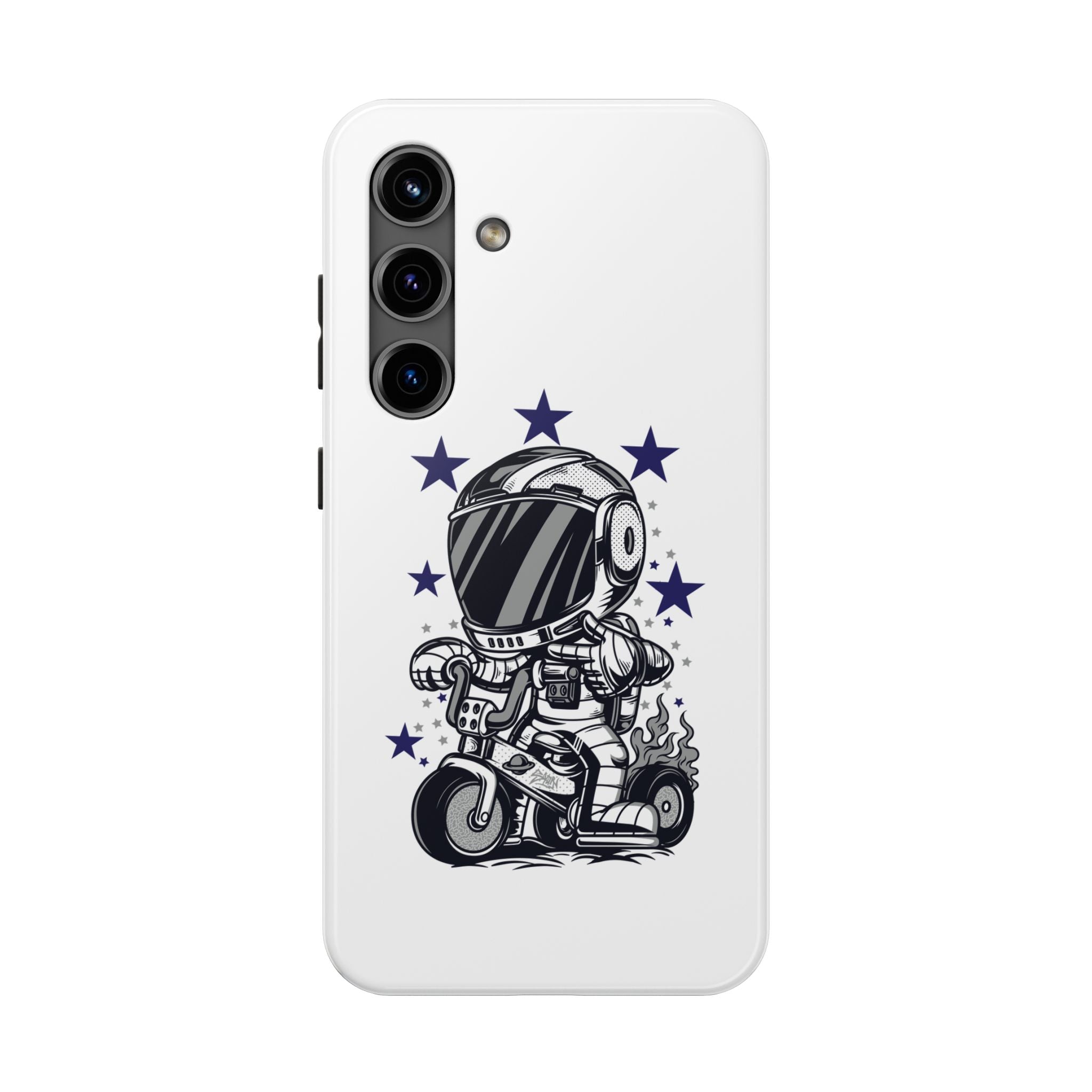 Astronaut Biker Tough Phone Case Retro Space Helmet Rider with Stars