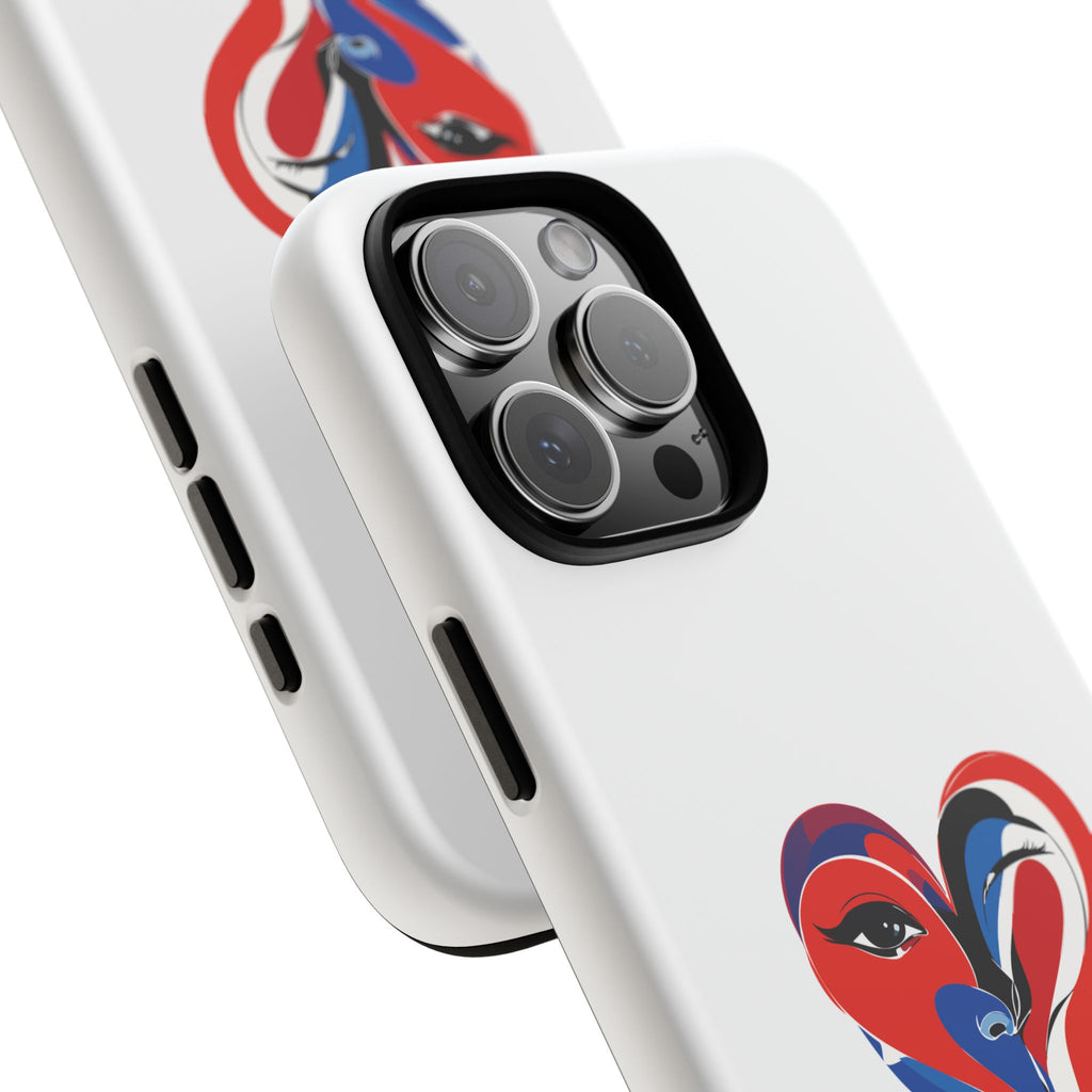 Heart Face Phone Case Red & Blue Abstract Love Design