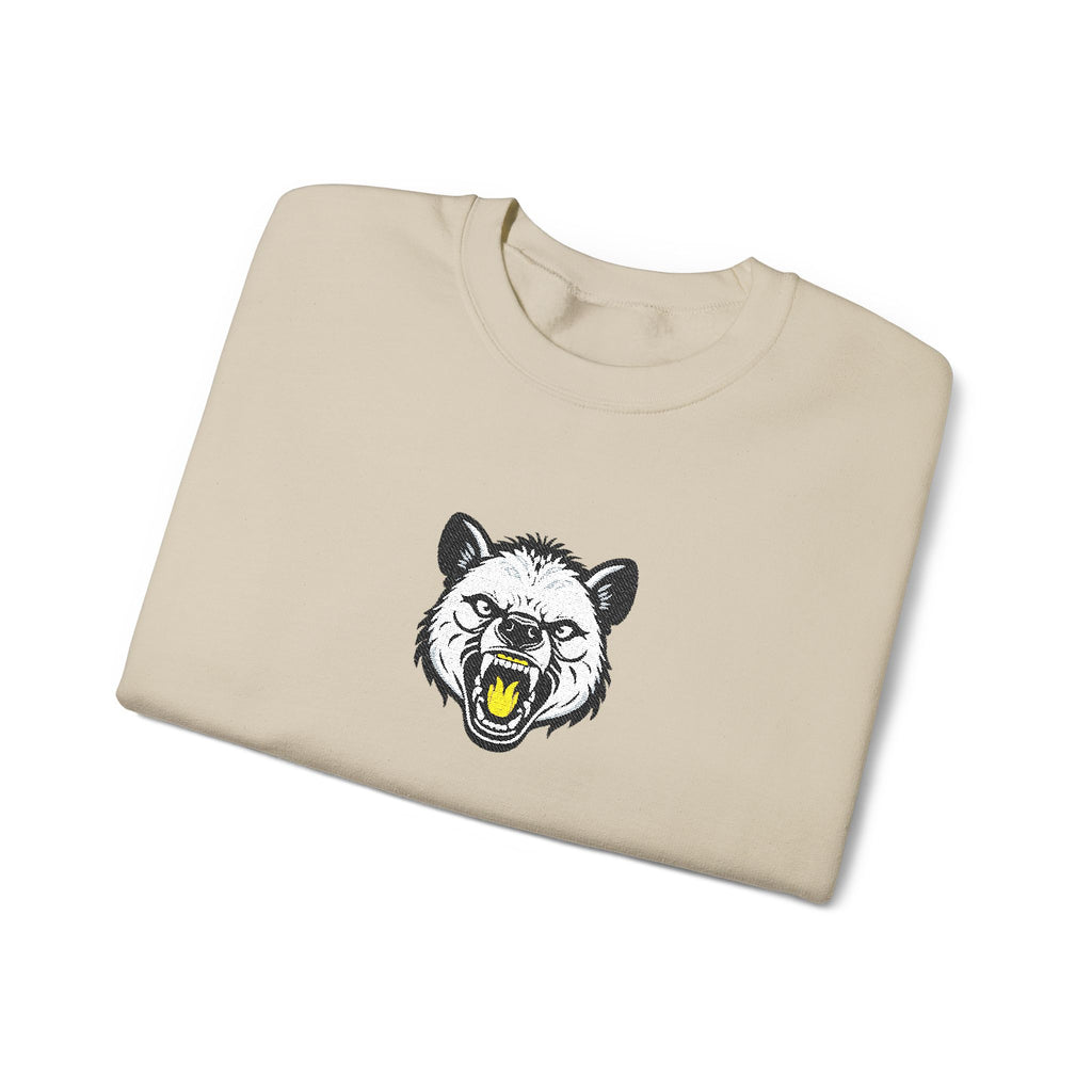 Roaring Hyena Face Graphic Embroidered Crewneck Sweatshirt