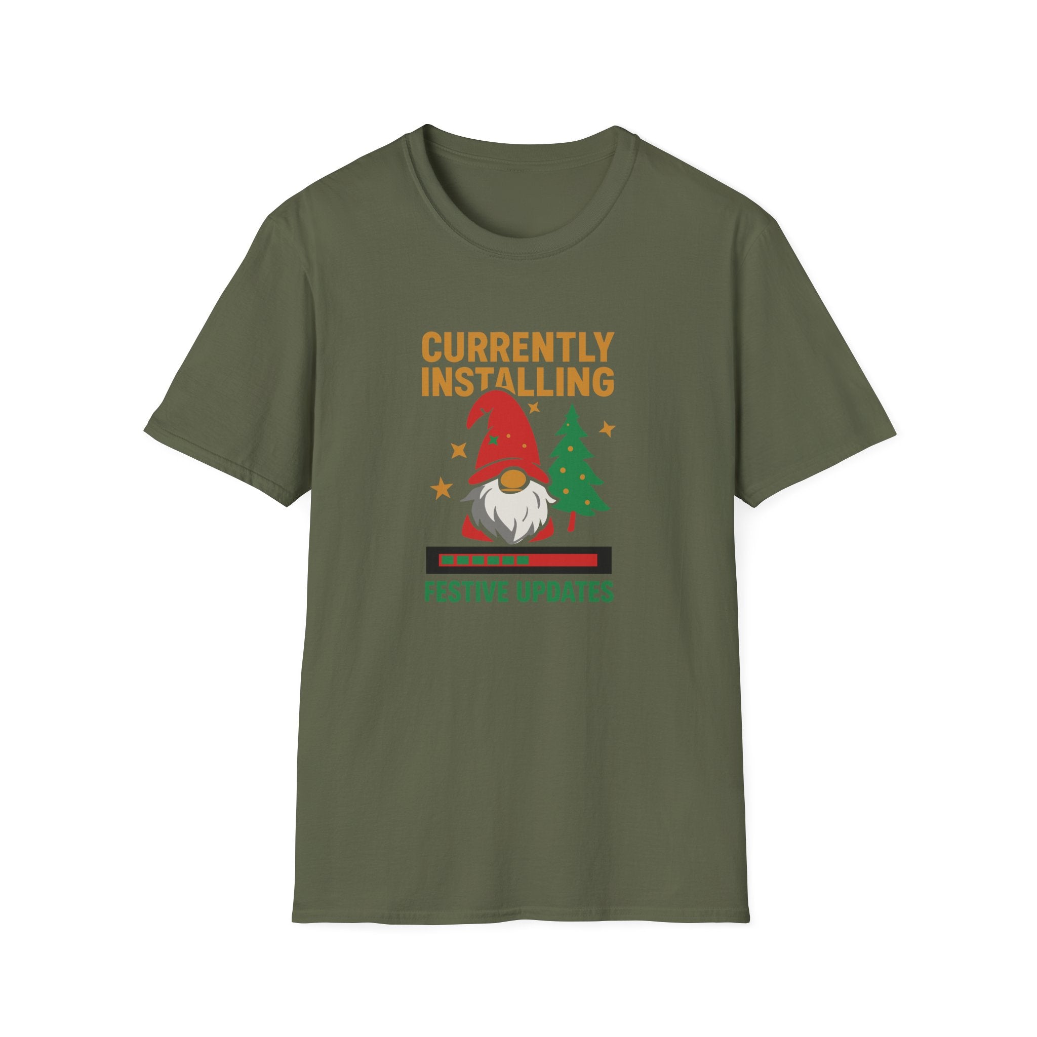 Currently Installing Festive Updates Christmas T-Shirt Holiday Gnome Tee