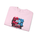 Crewneck Sweatshirt 'Love and Less Hate' Graffiti Heart Design