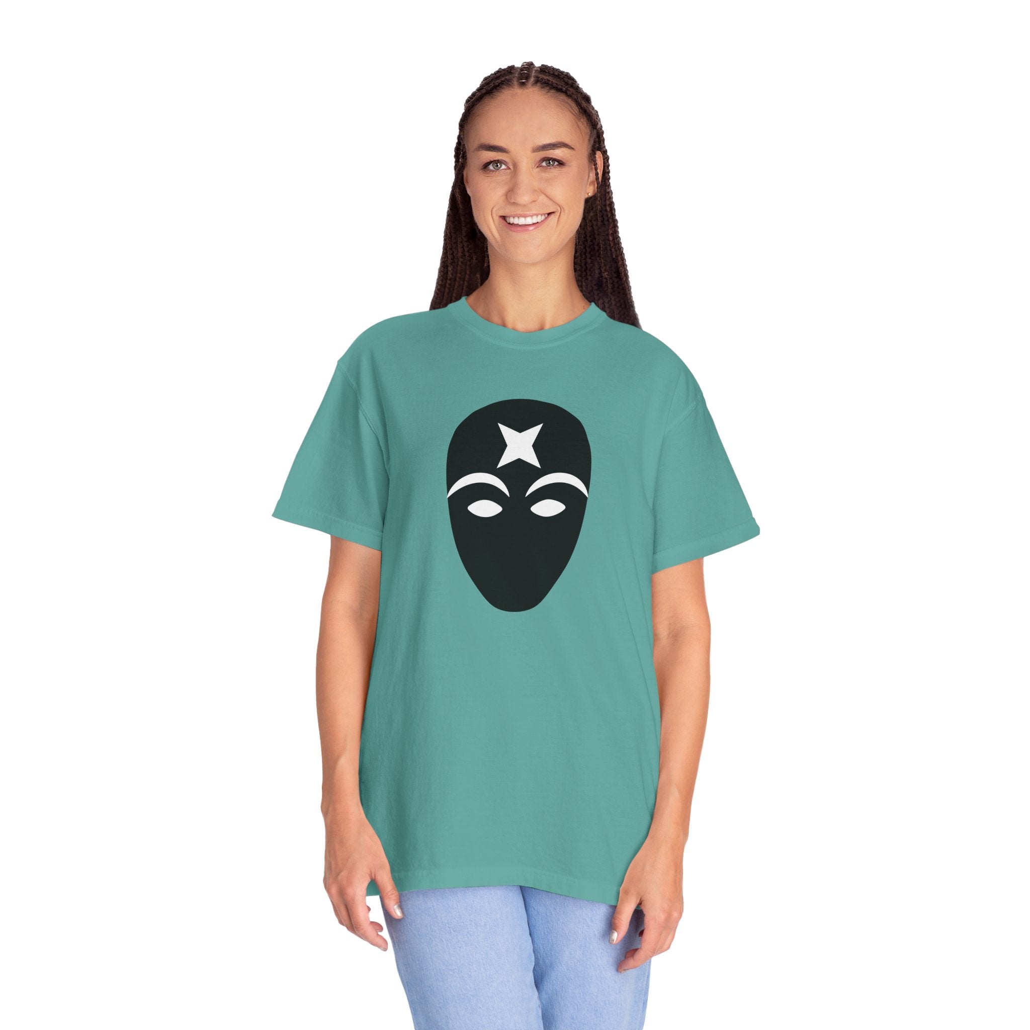 Masked Star Tee  Minimalist Black Mask Graphic T-Shirt