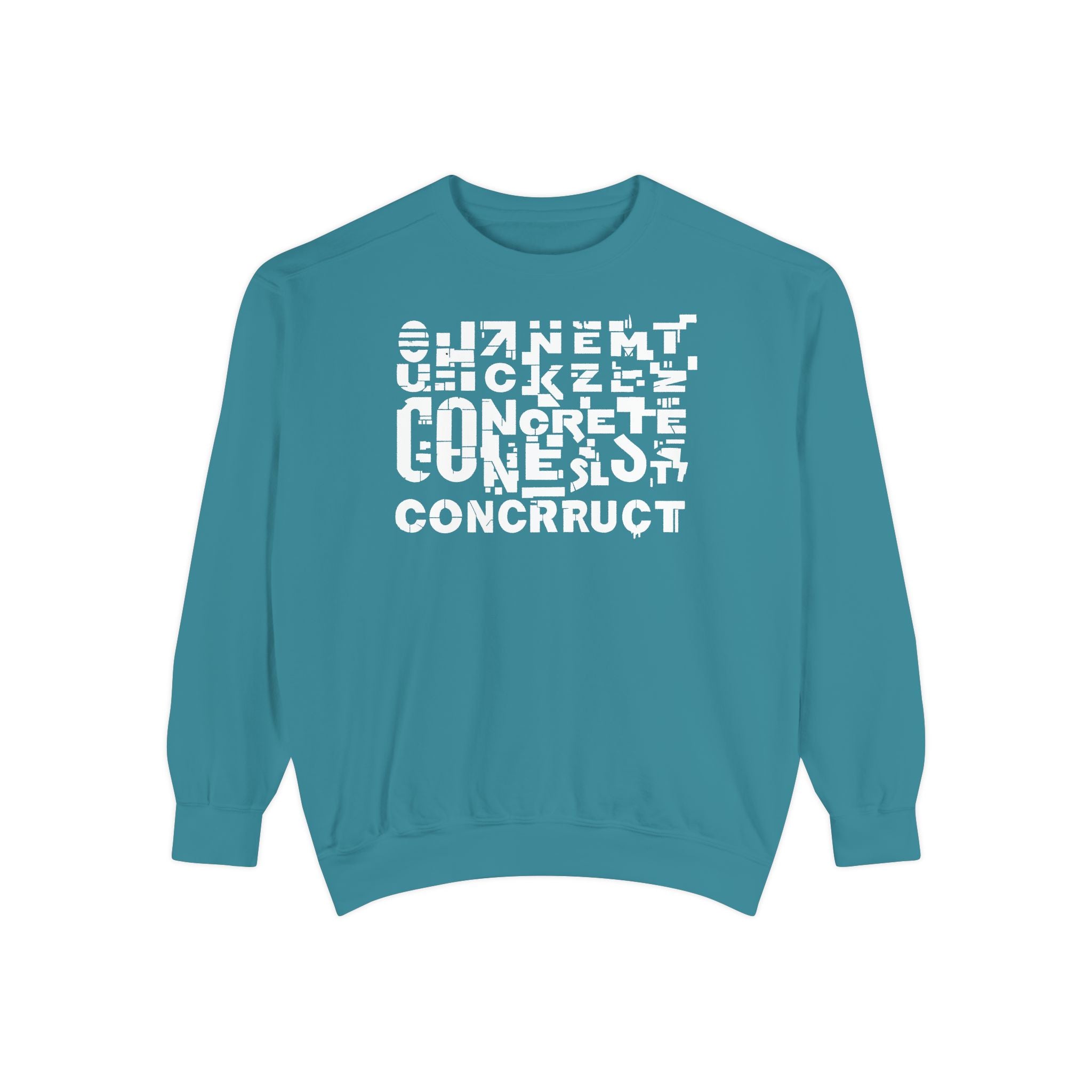 Concrete Script Sweatshirt Urban Typography Garment-Dyed Crewneck