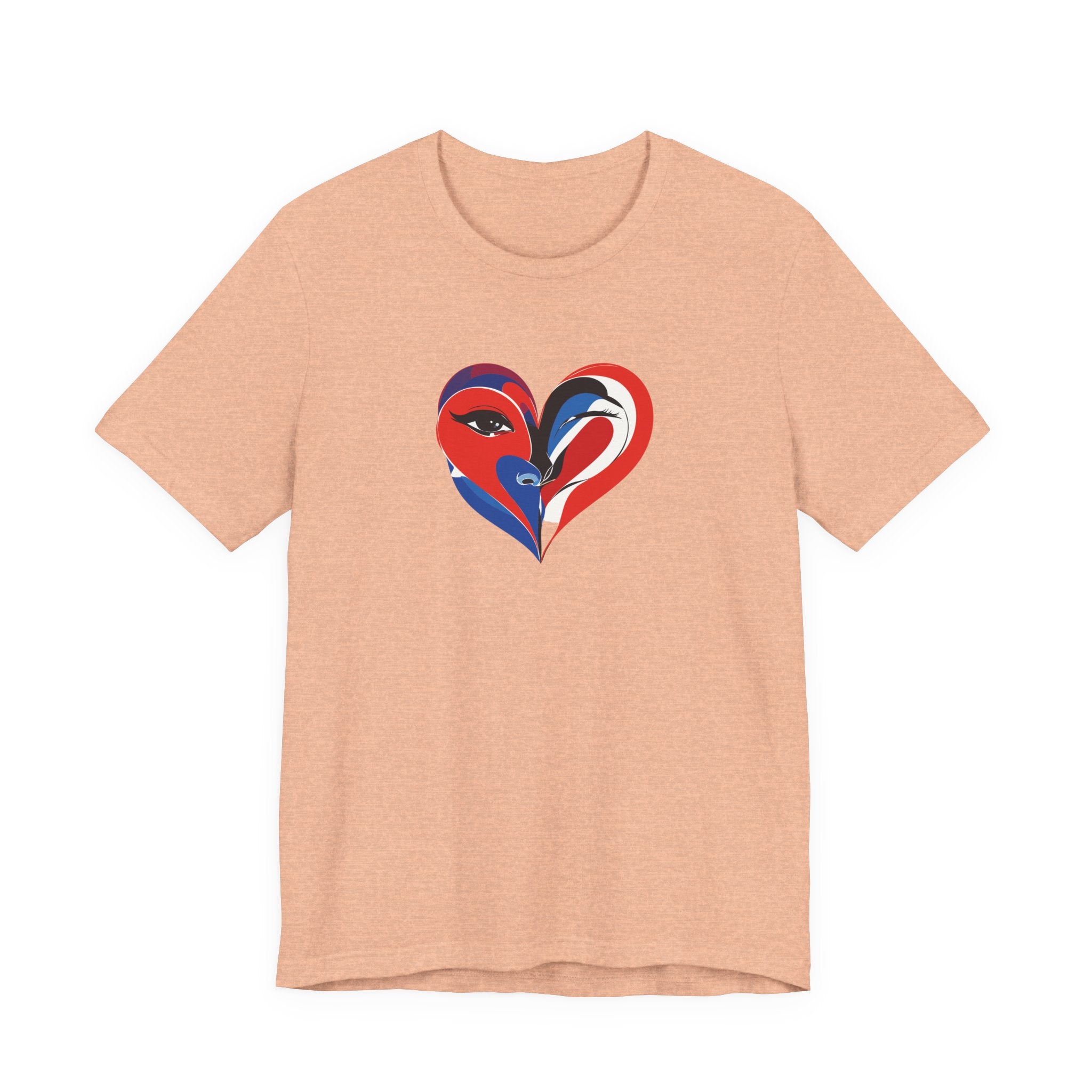 Heart Portrait Tee Romantic Face Heart Graphic T‑Shirt