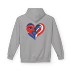 Patriotic Heart Face Hoodie Red White Blue Love Graphic