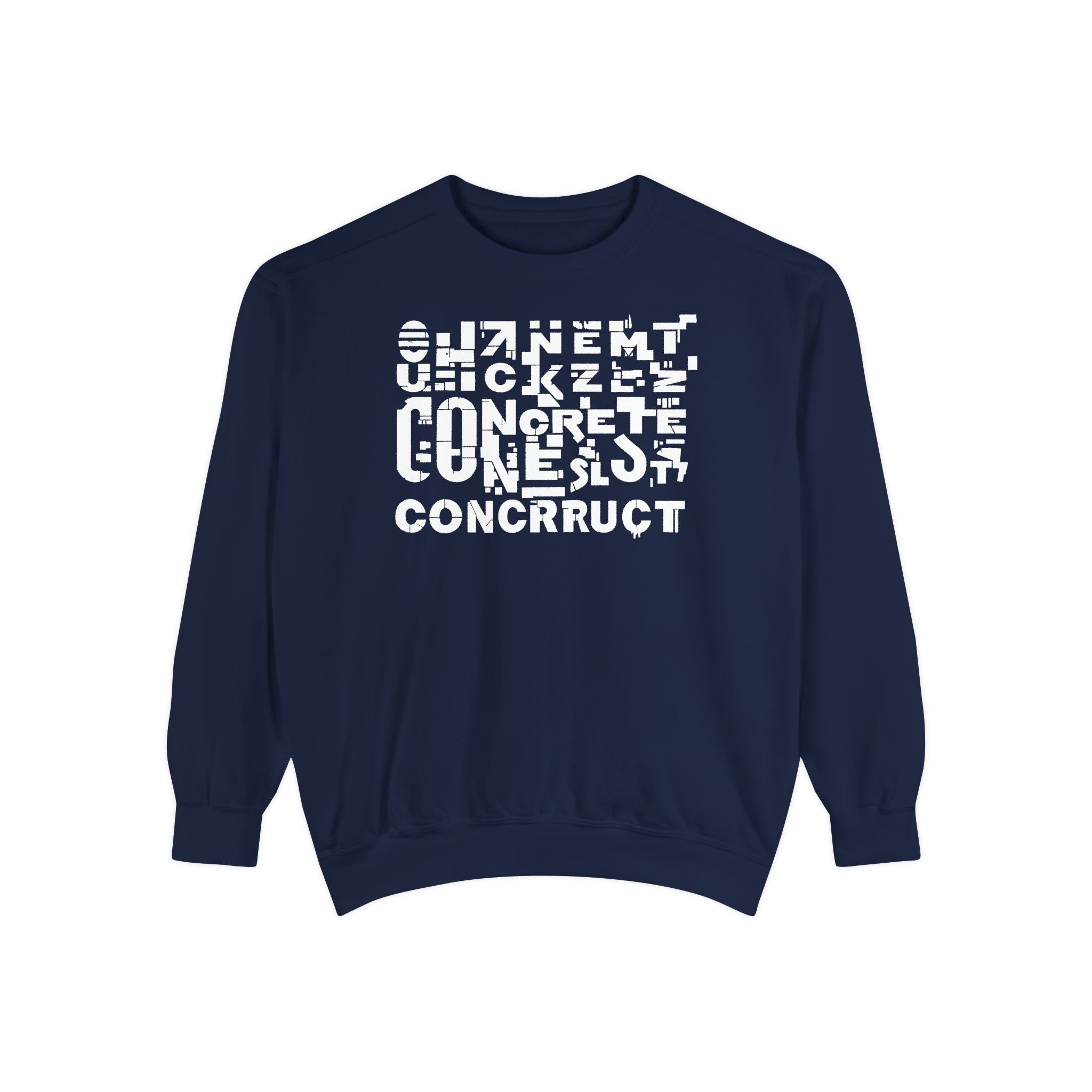 Concrete Script Sweatshirt Urban Typography Garment-Dyed Crewneck