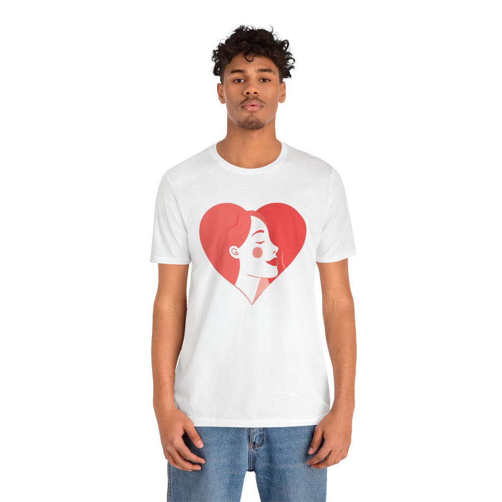 Heart Profile Tee - Minimal Romantic Woman Illustration T-Shirt