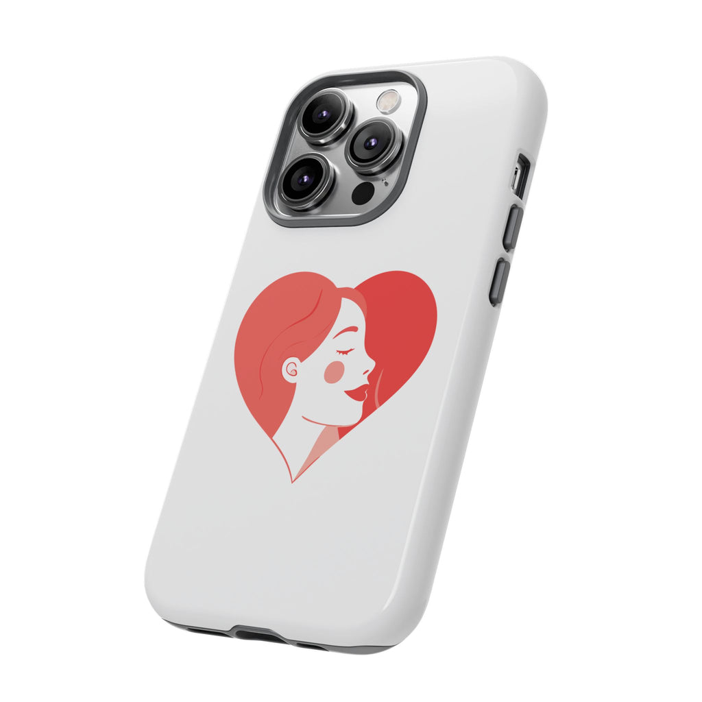 Phone Case — Minimal Heart Portrait Protective Tough Case (Pink Girly Love Design)