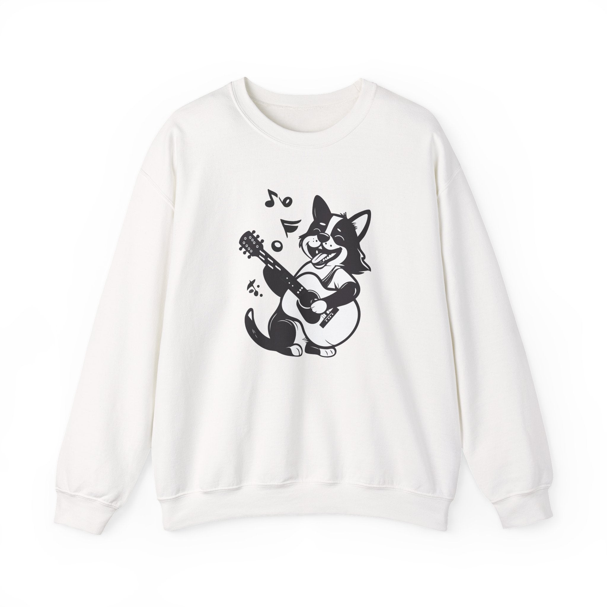 Corgi Playing Guitar Sweatshirt Cute Musical Dog Crewneck