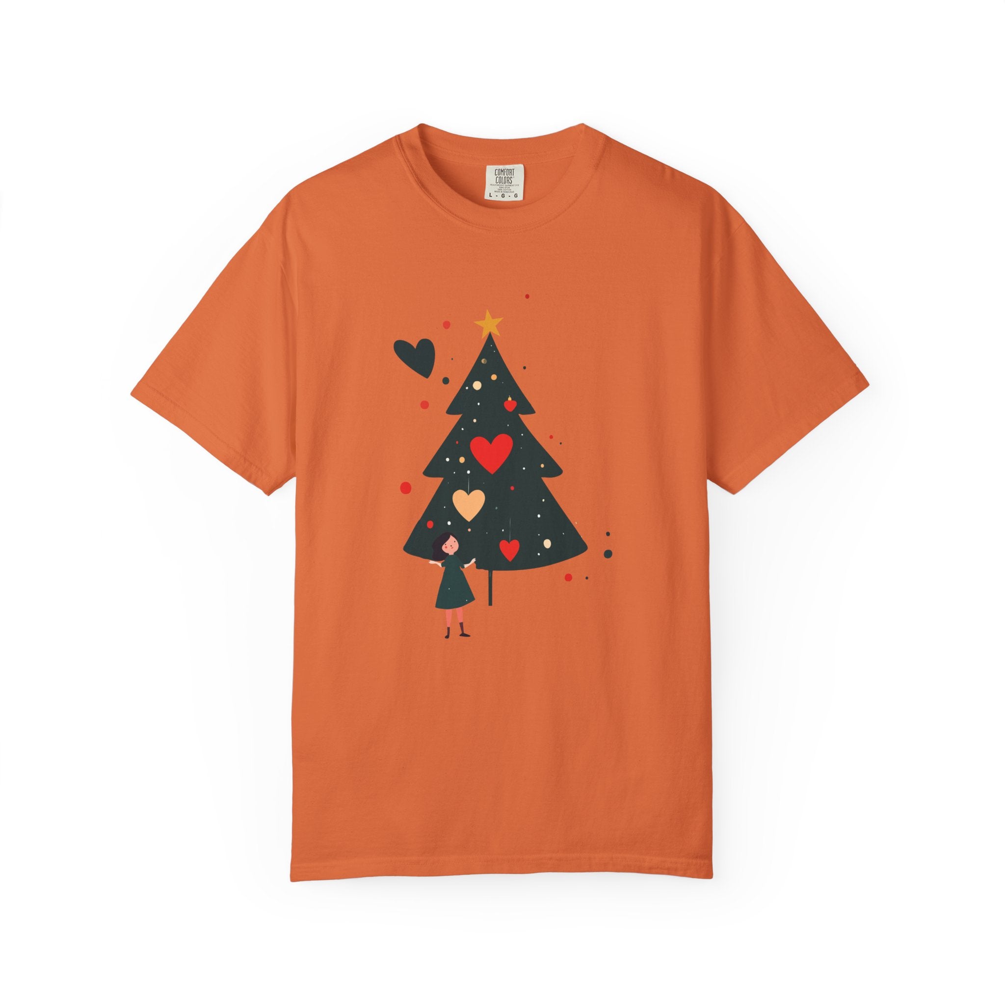 Christmas Tree Hearts T-Shirt — Cute Holiday Tree with Hearts Graphic
