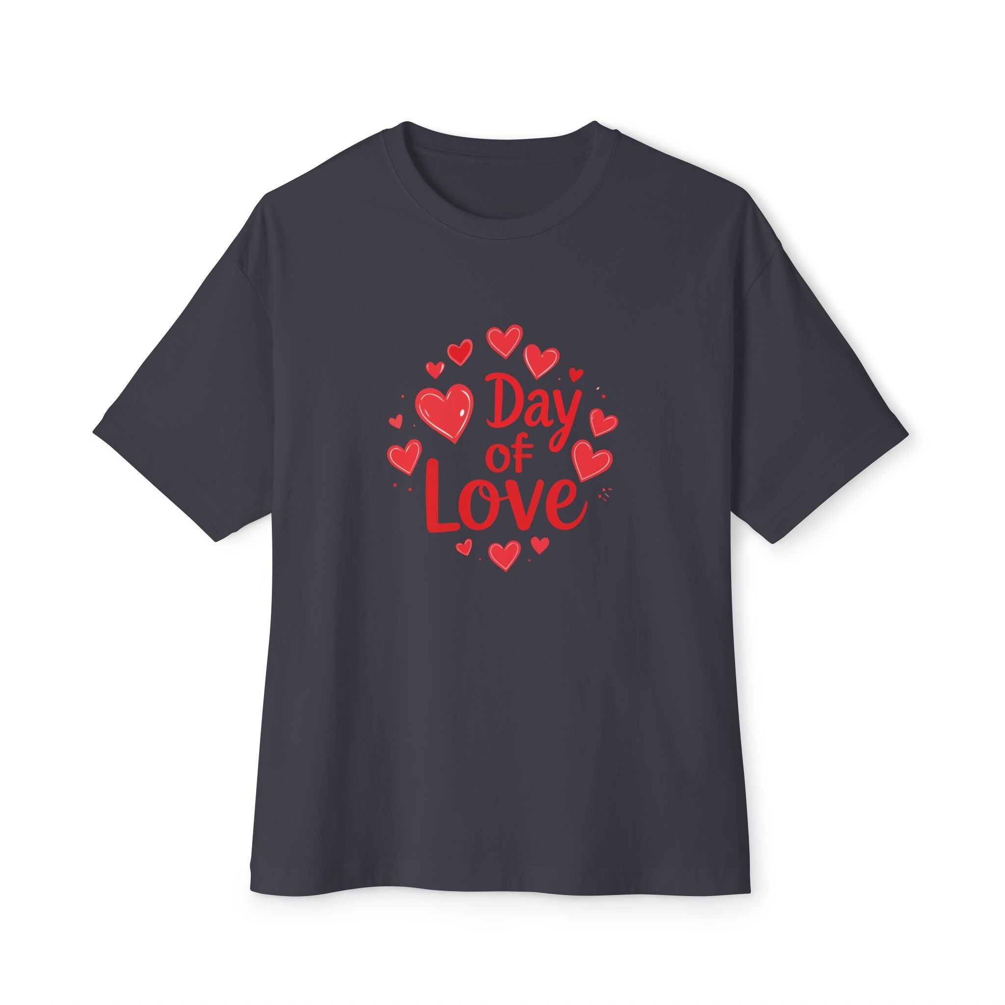 Day of Love Oversized Tee — Valentine’s Heart Graphic T‑Shirt