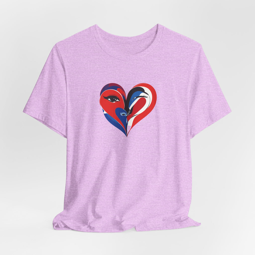 Heart Portrait Tee Romantic Face Heart Graphic T‑Shirt