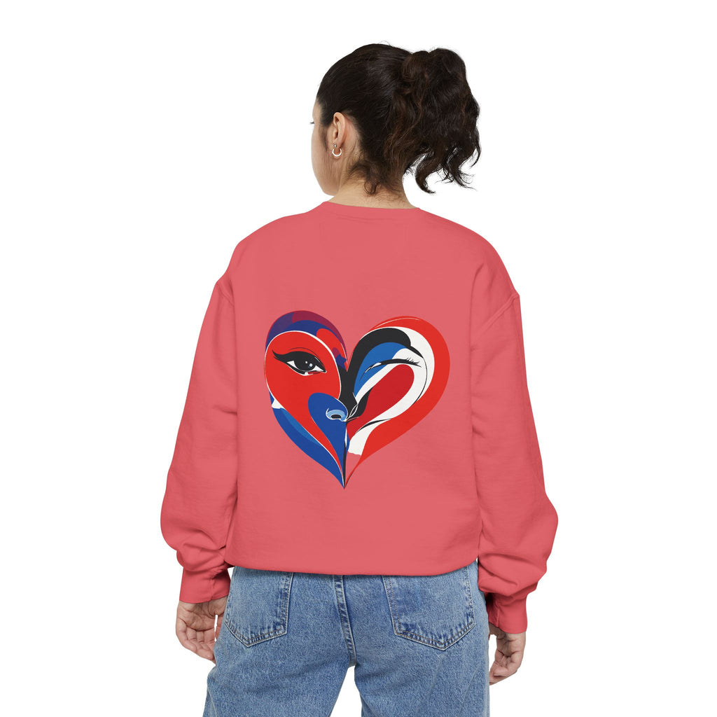 Heart Portrait Sweatshirt Artistic Dual-Face Love Graphic