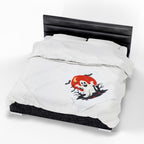 Cute Halloween Ghost Plush Blanket Cozy Velveteen Throw with Bats & Moon