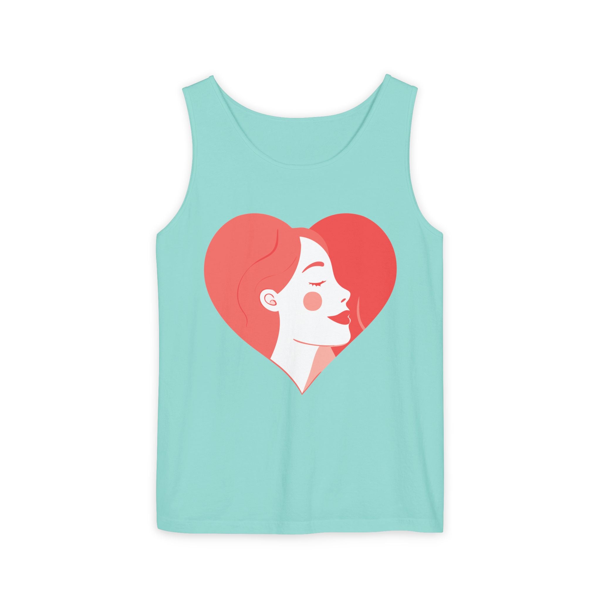 Heart Profile Tank Top — Minimal Feminine Love Graphic