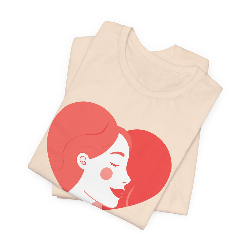 Heart Profile Tee - Minimal Romantic Woman Illustration T-Shirt
