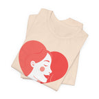 Heart Profile Tee - Minimal Romantic Woman Illustration T-Shirt