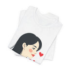 Women’s Portrait Tee with Heart Accents – Cute Kawaii Girl Graphic T-Shirt