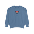 Embroidered Heart Crewneck Sweatshirt Small Red Sparkle Heart Design
