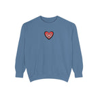 Embroidered Heart Crewneck Sweatshirt Small Red Sparkle Heart Design