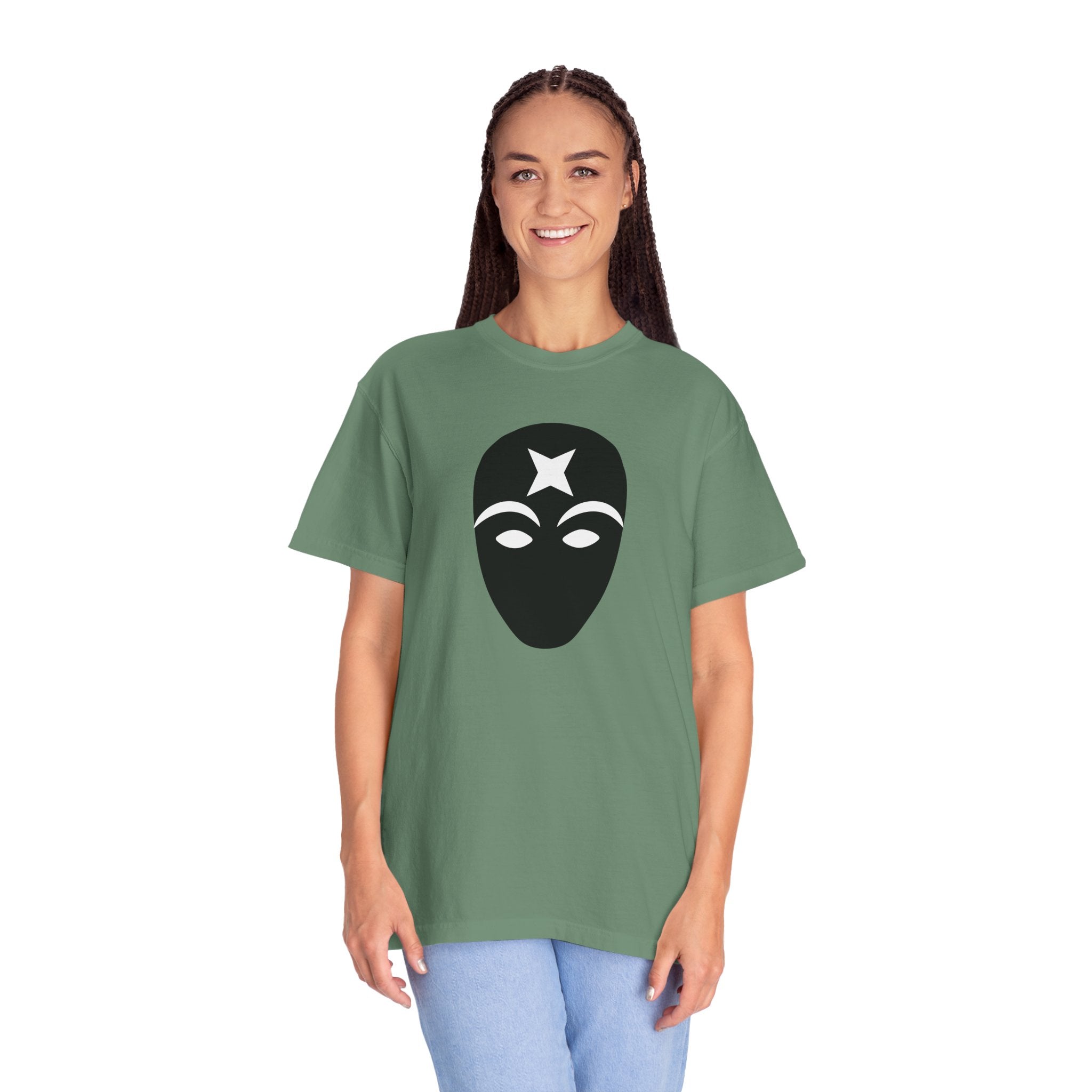 Masked Star Tee  Minimalist Black Mask Graphic T-Shirt