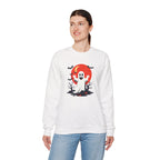 Crewneck Sweatshirt - Cute Ghost & Red Moon Halloween Design