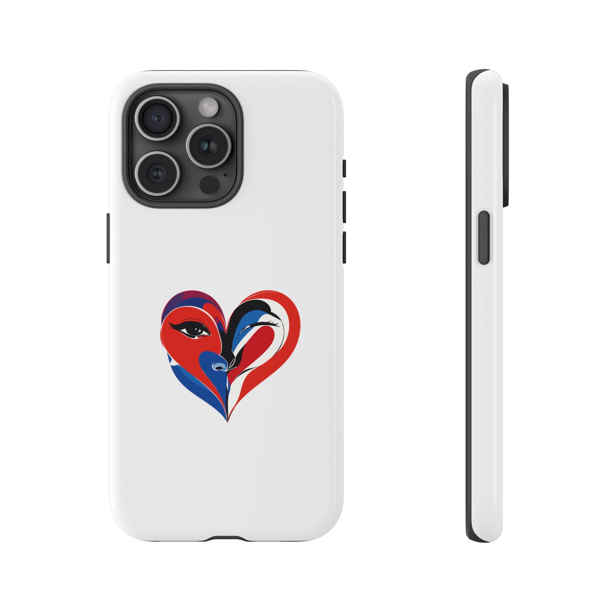 Heart Face Phone Case Red & Blue Abstract Love Design
