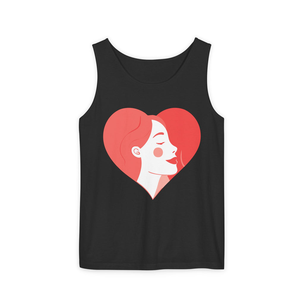 Heart Profile Tank Top — Minimal Feminine Love Graphic