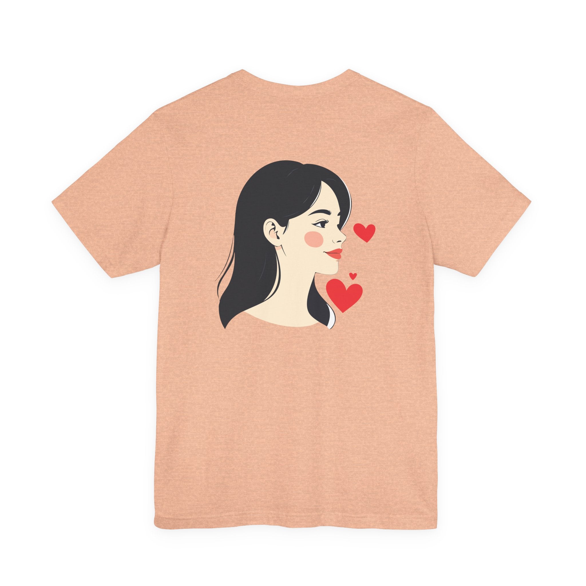 Heart Portrait Tee Romantic Face Heart Graphic T‑Shirt