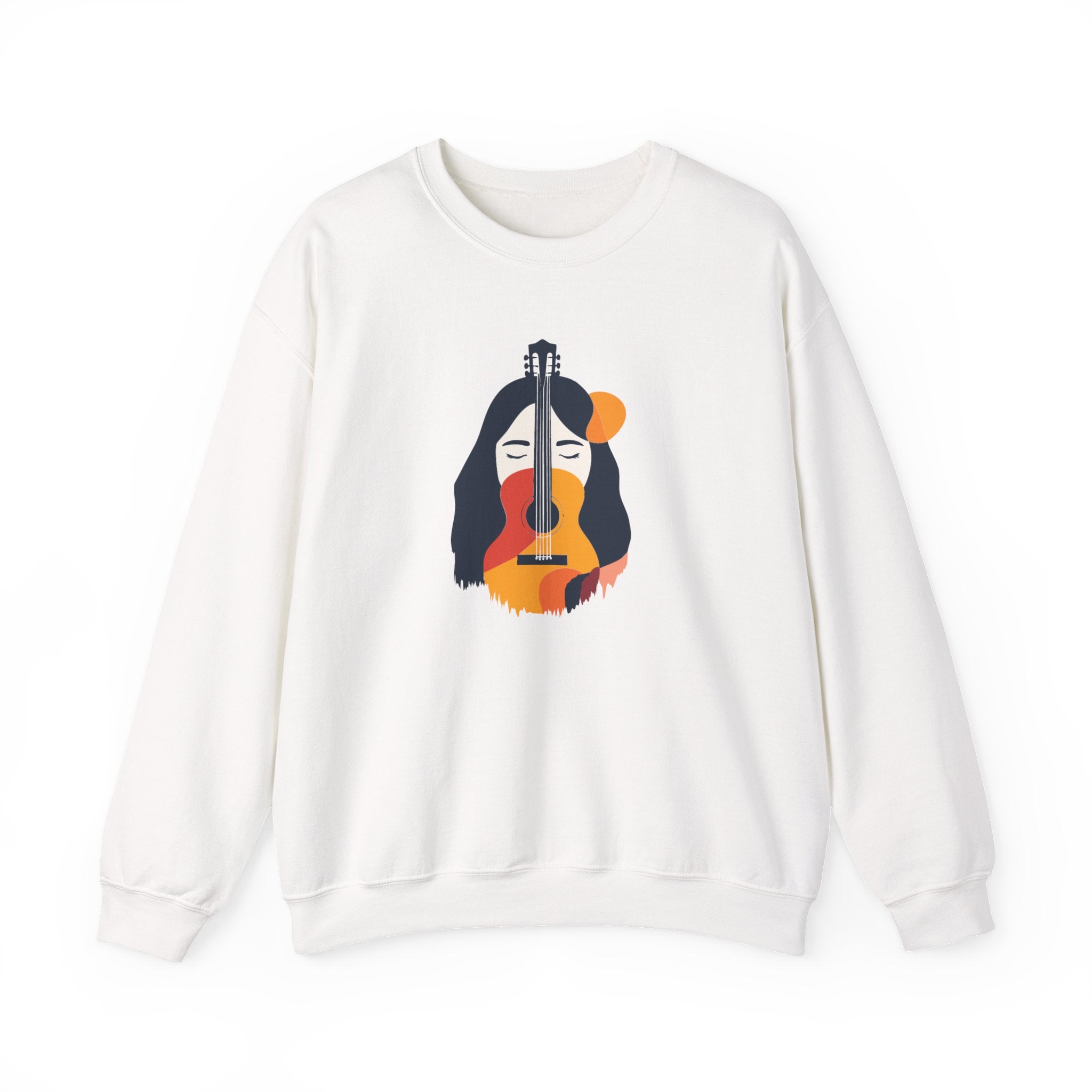 Guitar Face Crewneck Sweatshirt Abstract Musician Graphic Pullover