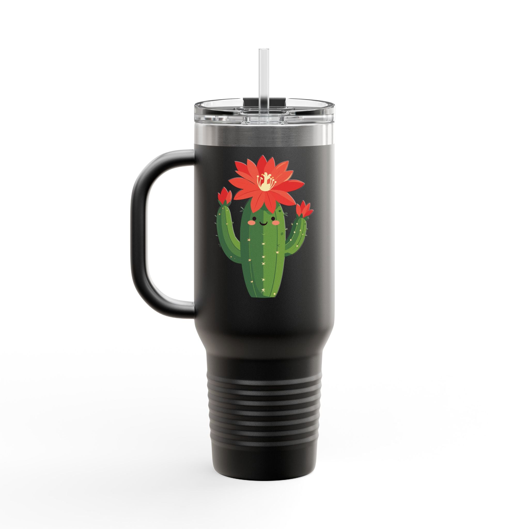 Cactus Flower 40oz Insulated Travel Mug Cute Sunny Succulent Tumbler