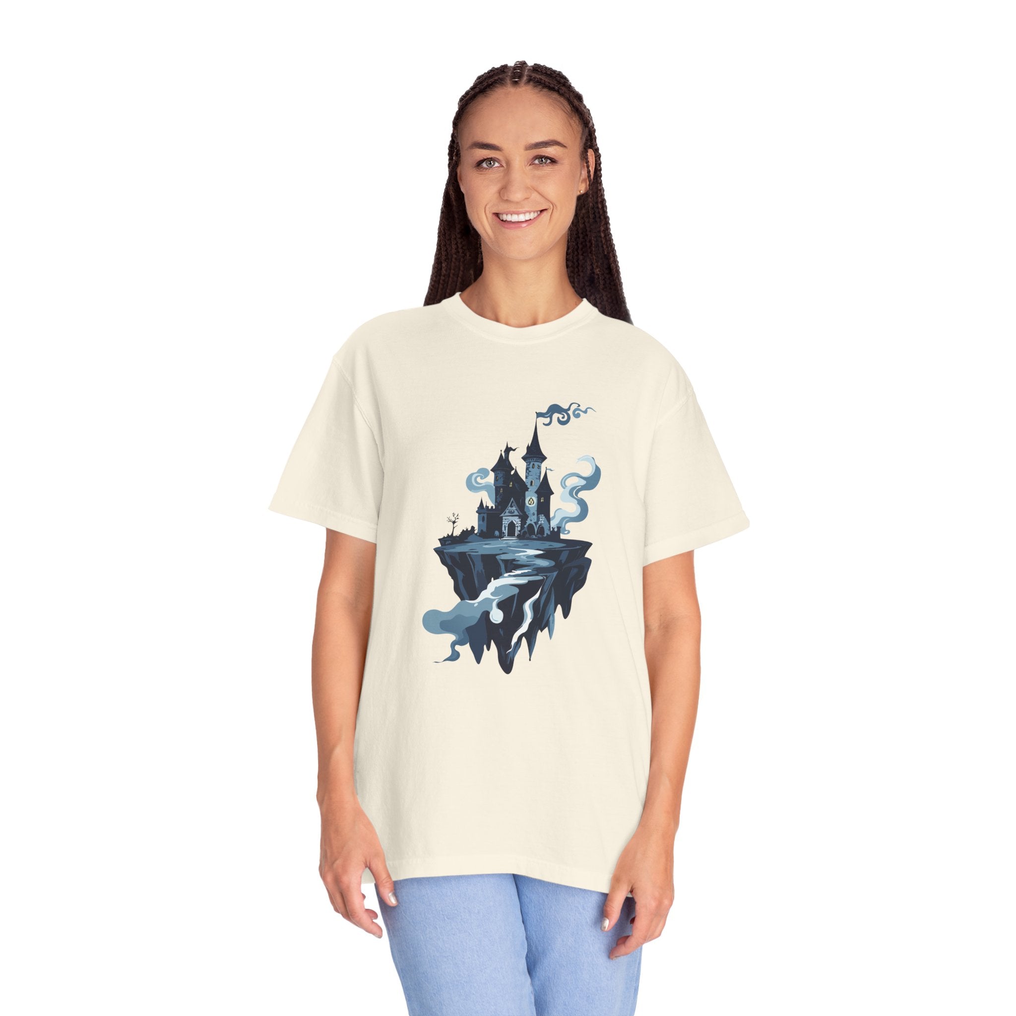 Floating Haunted Castle T‑Shirt Spooky Gothic Fantasy Tee