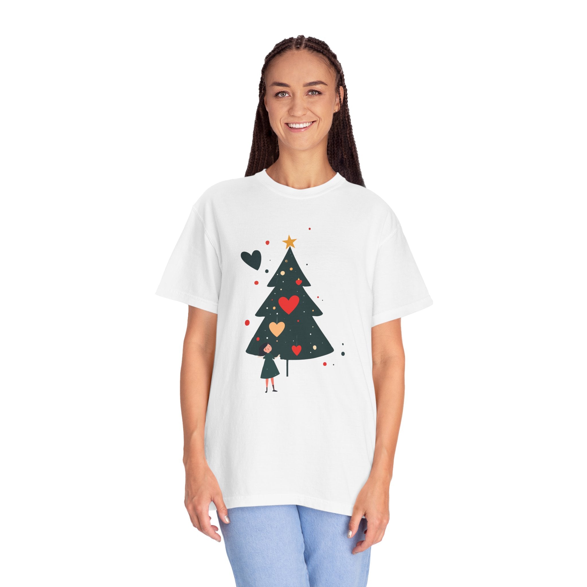 Christmas Tree Hearts T-Shirt — Cute Holiday Tree with Hearts Graphic