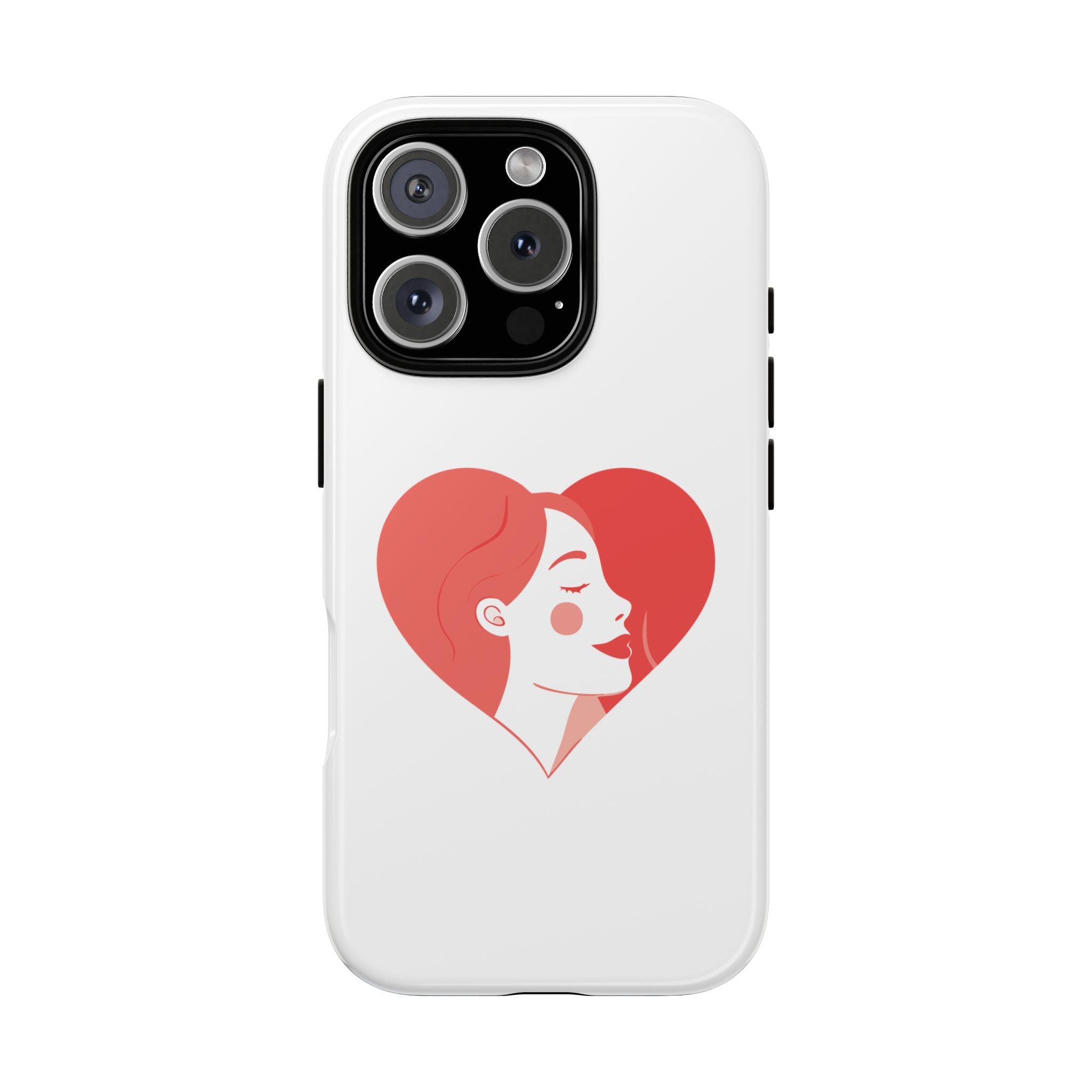 Phone Case — Minimal Heart Portrait Protective Tough Case (Pink Girly Love Design)