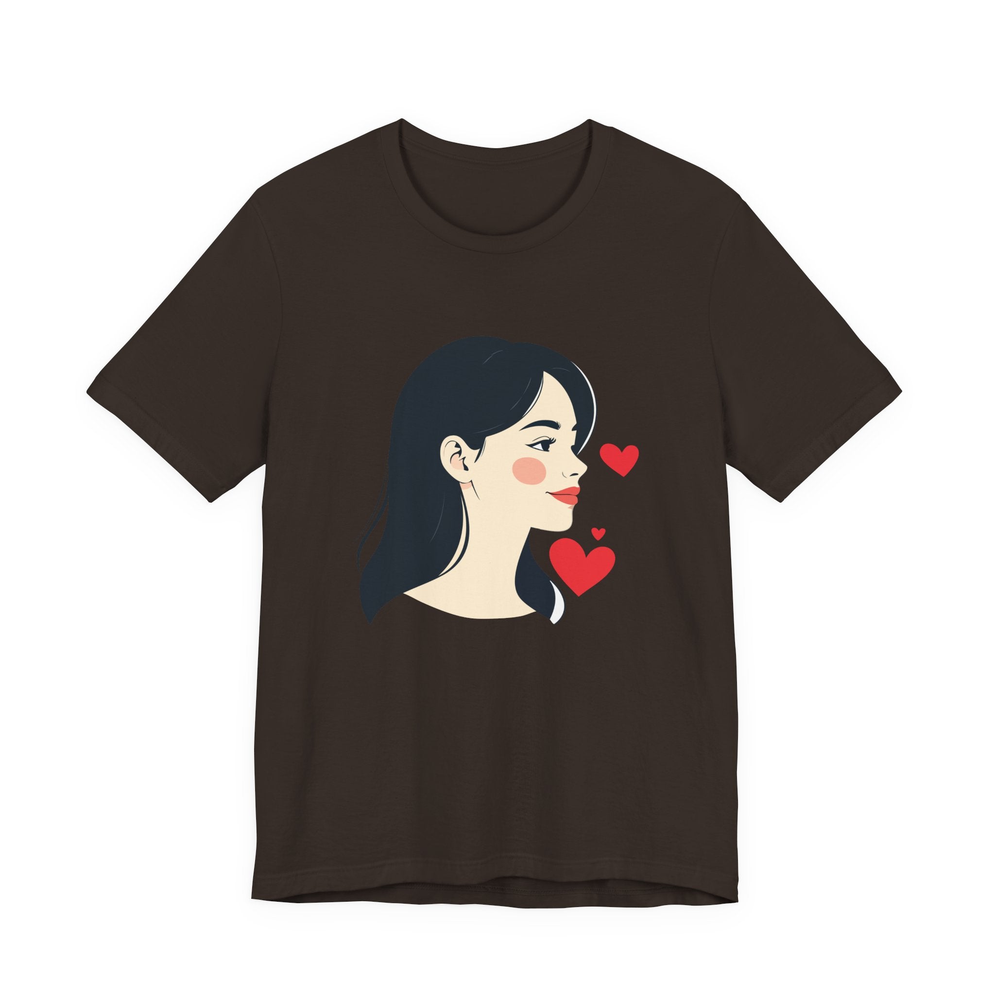 Women’s Portrait Tee with Heart Accents – Cute Kawaii Girl Graphic T-Shirt