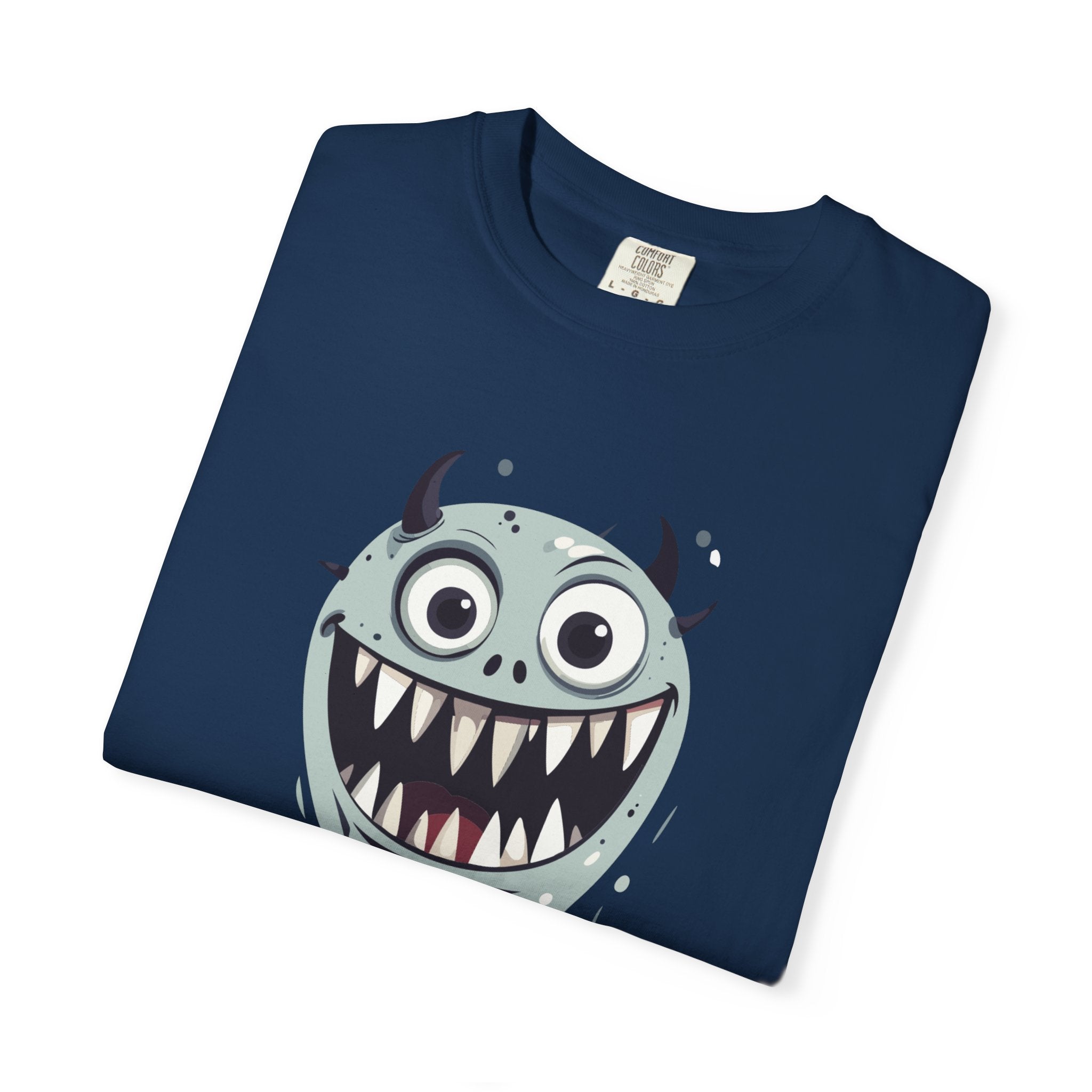 Monster Face T-Shirt Funny Creepy Grinning Monster Graphic Tee